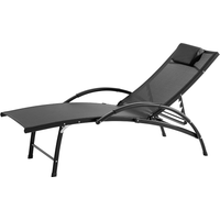 Garten-Sonnenliege mit 4 Positionen und Kissen, ca. 179-162 x 68 x 48-86 cm – Schwarz von GreenYard