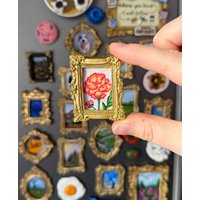 Mini Goldgerahmter Ringelblumen Magnet Handgemachte Kunst von GreenasBeans