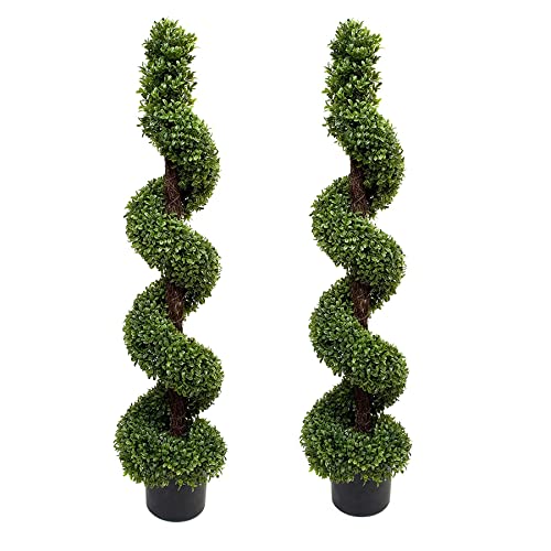 Künstliche Formschnitt-Bäume, Buchsbaum, spiralförmig, 120 cm, 2 Stück von GreenBrokers