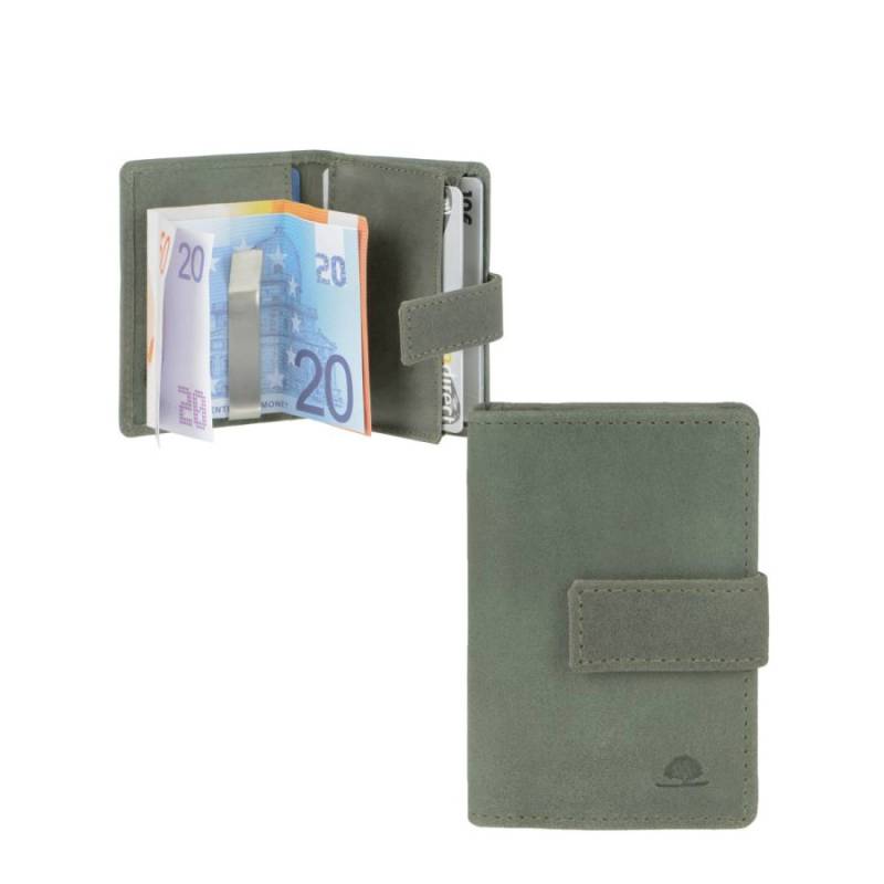 Karten Portemonnaie Leder mit Geldklammer "Vintage" grün Greenburry 1642-30 von Greenburry
