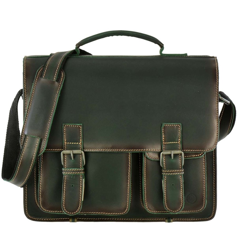 Aktentasche Leder 39x33cm "Buffalo" grün Greenburry 1128NB-30 von Greenburry