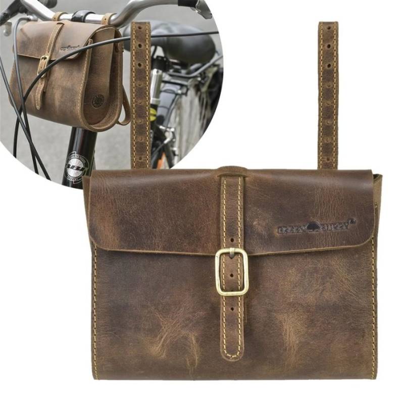 Fahrradtasche Leder 20x16cm "Vintage" antikbraun Greenburry 1577-25 von Greenburry