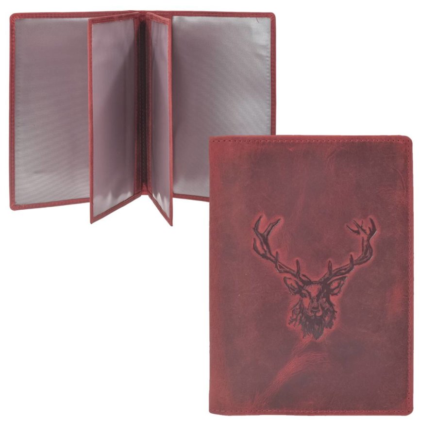 Greenburry Jagdscheinetui Hirsch rot antik VINTAGE 328B-RS von Greenburry