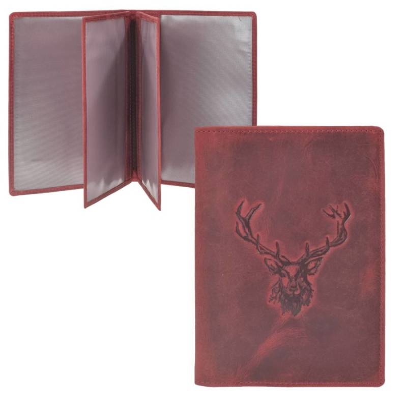 Greenburry Jagdscheinetui Hirsch rot antik VINTAGE 328B-RS von Greenburry