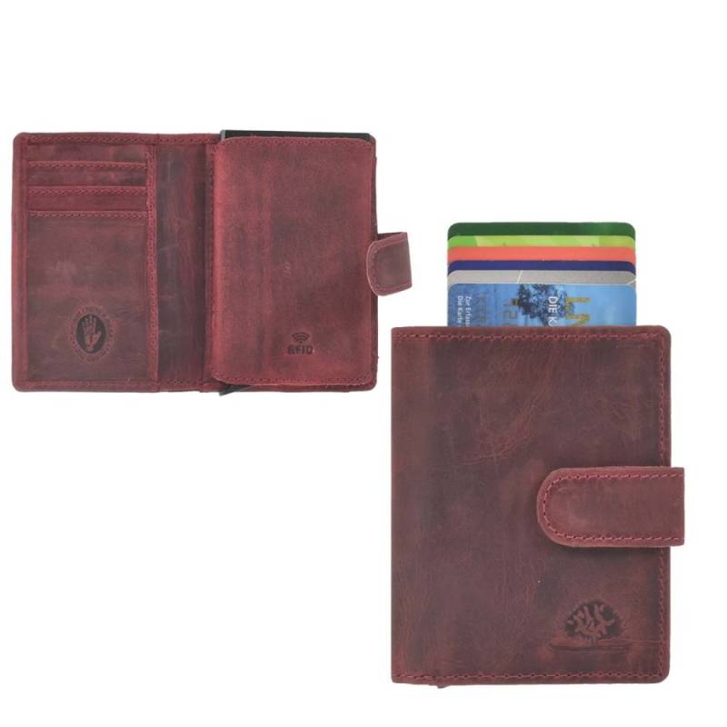 Kartenportemonnaie Herren Leder 8x10cm mit Münzfach "Vintage" rot Greenburry 1686-26 von Greenburry