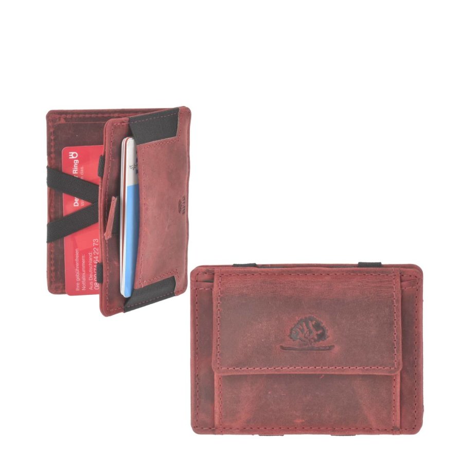 Magic Wallet Portemonnaie Leder 10x7cm mit Münzfach "Vintage" rot Greenburry 1608A-26 von Greenburry