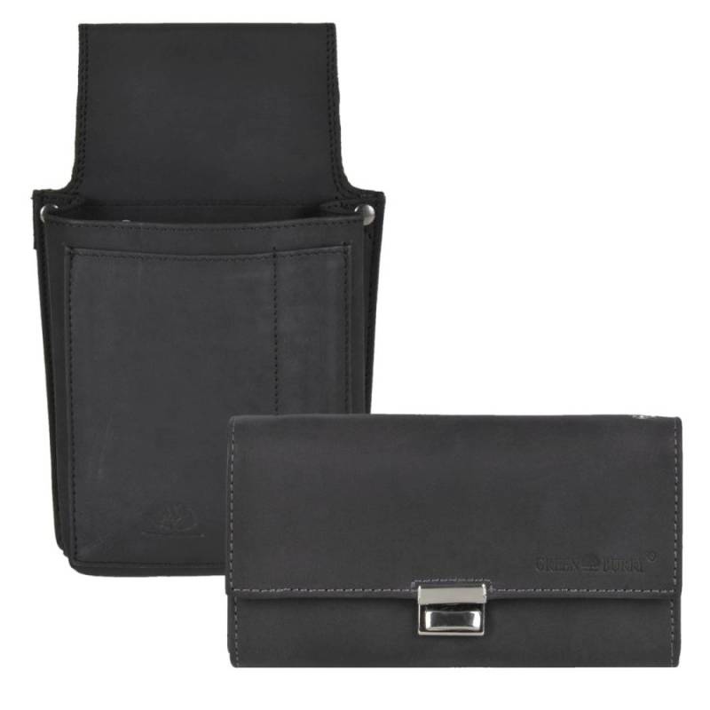Kellnerportemonnaie Set Leder schwarz Vintage Greenburry 1785-BL-20-S01 von Greenburry