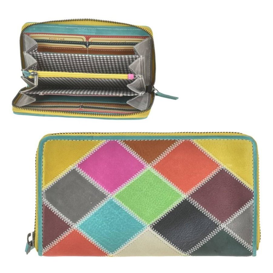 Portemonnaie Damen Leder bunt 18x10cm Greenburry "Candy Shop" zickzack von Greenburry