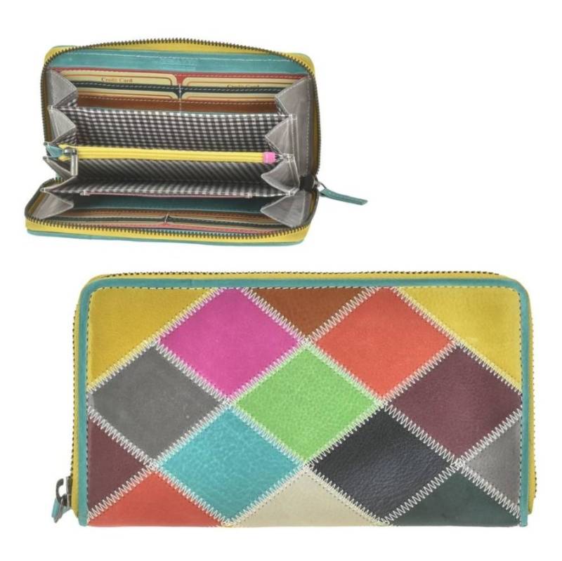 Portemonnaie Damen Leder bunt 18x10cm Greenburry "Candy Shop" zickzack von Greenburry