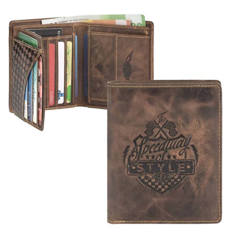 Portemonnaie Leder 10x12cm Nashville "Racing Collection" antikbraun Greenburry von Greenburry