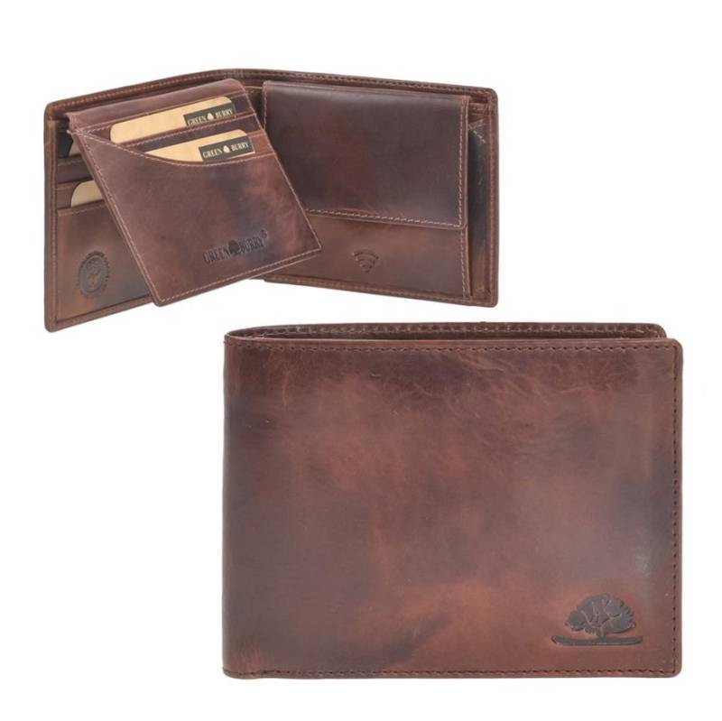 Portemonnaie Leder 12x9cm "Rugged" teak brown Greenburry 1312-25 von Greenburry