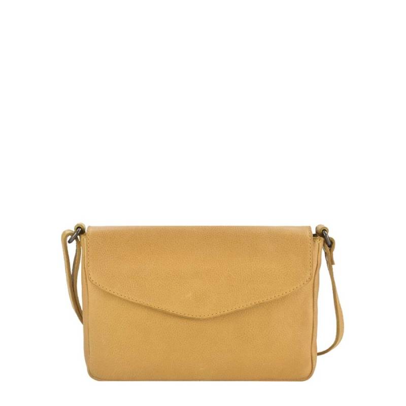 Schultertasche Leder 22x14cm FlapBag "Soft Washed" gelb Greenburry von Greenburry