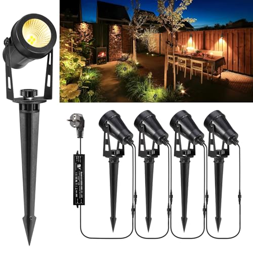 Greenclick Gartenbeleuchtung LED, 15m 4er Gartenstrahler mit Strom Erdspieß, 12V 3W 1200lm Gartenleuchte, IP65 Wasserdicht Warmweiß Gartenlampe für Außen Garten Rasen Weg Teich Yard Zaun Greenclick Gartenbeleuchtung LED, 15m 4er Gartenstrahler mit Strom Erdspieß, 12V 3W 1200lm Gartenleuchte, IP65 Wasserdicht Warmweiß Gartenlampe für Außen Garten Rasen Weg Teich Yard Zaun von Greenclick