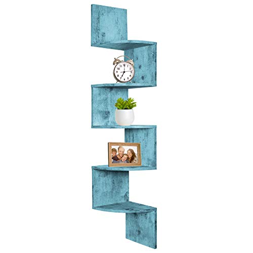 Greenco Eckregale mit 5 Ebenen, schwebendes Eckregal, Wand-Organizer, Aufbewahrung, einfach zu montierende Wandmontage, Regale für Schlafzimmer, Badezimmer, Küche, Büro und Wohnzimmer (rostblaues von Greenco