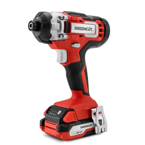 GREENCUT ATD200L - Schlagbohrmaschine Schlagschrauber, 20V Lithium Akku, Drehzahl 3500rpm, 1/4" Werkzeugaufnahme, Schlagschrauber mit Akku und Ladegerät inklusive, LED Licht und Schnellladung, rot GREENCUT ATD200L - Schlagbohrmaschine Schlagschrauber, 20V Lithium Akku, Drehzahl 3500rpm, 1/4" Werkzeugaufnahme, Schlagschrauber mit Akku und Ladegerät inklusive, LED Licht und Schnellladung, rot von Greencut