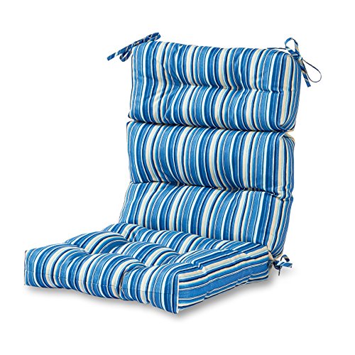 Greendale Home Fashions Steel Blue Stripe 44'' x 22'' Outdoor Seat/Back Chair Cushion, Set of 1 von Greendale Home Fashions