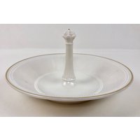 Spode China Servierschale Schüssel Tablett Mittelgriff Creme Weiß Gold Borte England von GreenesGreatDesign