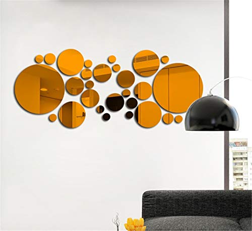 1 Set Runden 3D klebespiegel DIY Acryl Spiegel Wand selbstklebend Aufkleber Wandtattoos Abnehmbare Wandaufkleber Spiegelfliesen (Gelb) von Greenf