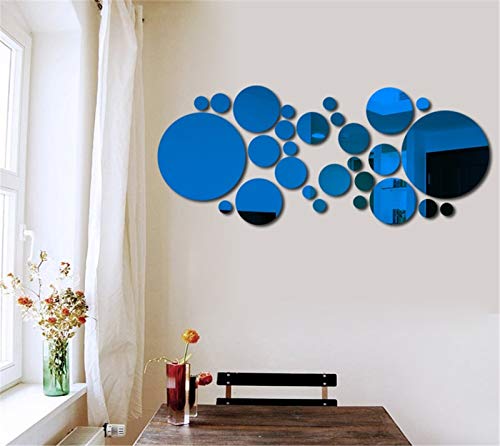 Greenf 1 Set Runden 3D klebespiegel DIY Acryl Spiegel Wand selbstklebend Aufkleber Wandtattoos Abnehmbare Wandaufkleber Spiegelfliesen (Blau) von Greenf