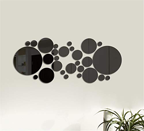 Greenf 1 Set Runden 3D klebespiegel DIY Acryl Spiegel Wand selbstklebend Aufkleber Wandtattoos Abnehmbare Wandaufkleber Spiegelfliesen (Schwarz) von Greenf