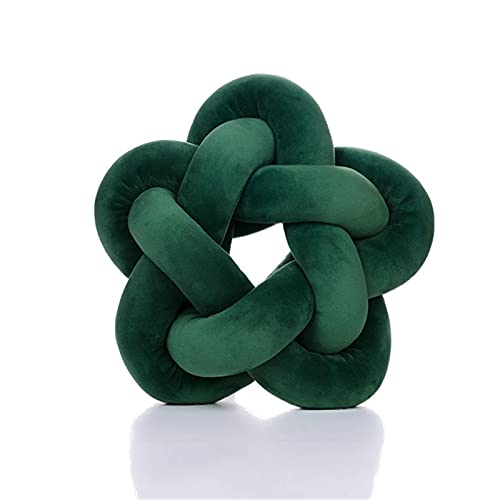 Greenf Knotenkissen,Kopfkissen Plüsch Kissen Knot KissenKnoten Ball Geknotetes Kissen Zierkissen für Sofa Wohnzimmer Babyzimmer,32x32cm (Dunkelgrün) von Greenf