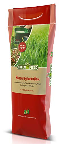 Greenfield Rasenregeneration Mantelsaat Rasenaktivator Dünger Rasen Saat Vital 5 kg für ca. 150 m² von Greenfield