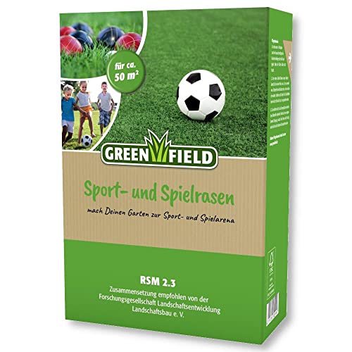 Greenfield Sportrasen und Spielrasen 1 kg Gras Samen Rasen Sport Familie Robust von Greenfield