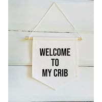 Willkommen in Meiner Krippe - Banner Art Kinderzimmer Wand Kinderbett Dekor Inspo Geteiltes Über Der Willkommen in Meiner Krippe - Banner Art Kinderzimmer Wand Kinderbett Dekor Inspo Geteiltes Über Der von GreenfieldBoutiqueCo