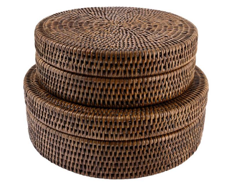 Greengate Aufbewahrungsbox Box rund brown Set2 von Greengate