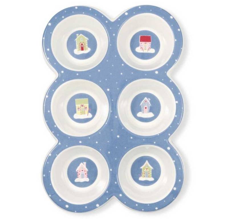 Greengate Backform Greengate Muffinform LAURA CHRISTMAS DUSTY BLUE Blau Keramik 27x19 cm von Greengate