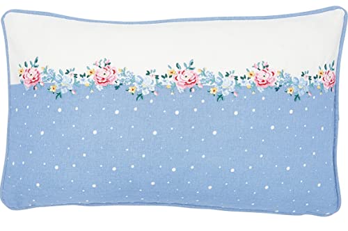 Greengate COTCUS35ELRA2802 Laura Kissenhülle Dusty Blue mit Stick 30 x 50 cm (1 Stück) von Greengate