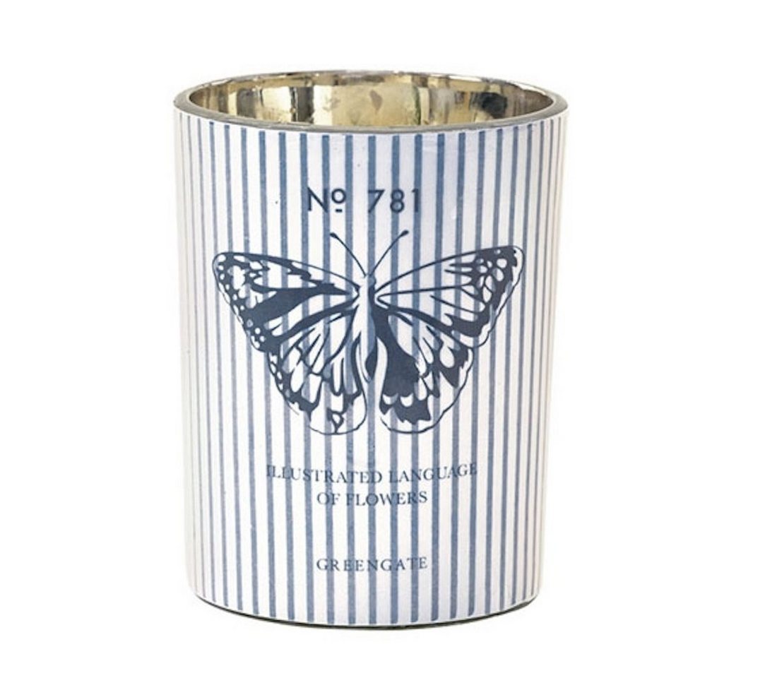 Greengate Duftkerze Kerze Butterfly grey 25h Duftkerze im Glas Vanille Aroma von Greengate