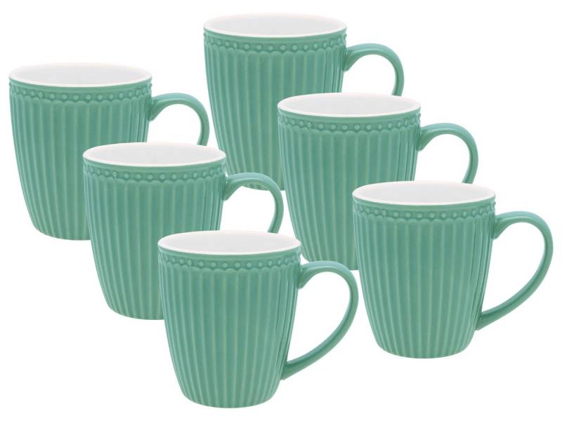 Greengate Kaffeeservice Alice Becher mit Henkel dusty green 0,4 l Set6, Steinzeug Greengate Kaffeeservice Alice Becher mit Henkel dusty green 0,4 l Set6, Steinzeug von Greengate