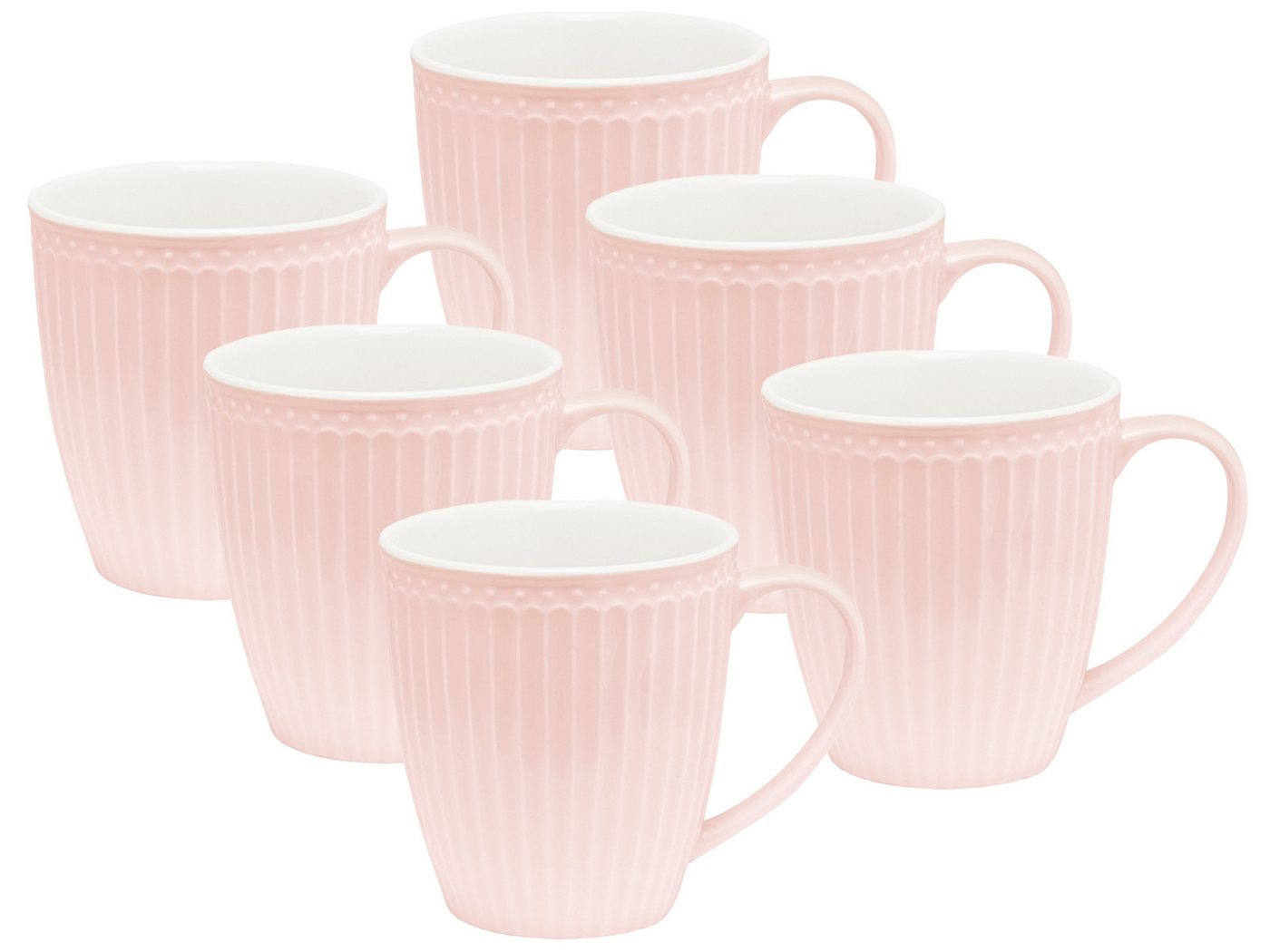 Greengate Kaffeeservice Alice Becher mit Henkel pale pink 0,4 l Set6, Steingut Greengate Kaffeeservice Alice Becher mit Henkel pale pink 0,4 l Set6, Steingut von Greengate
