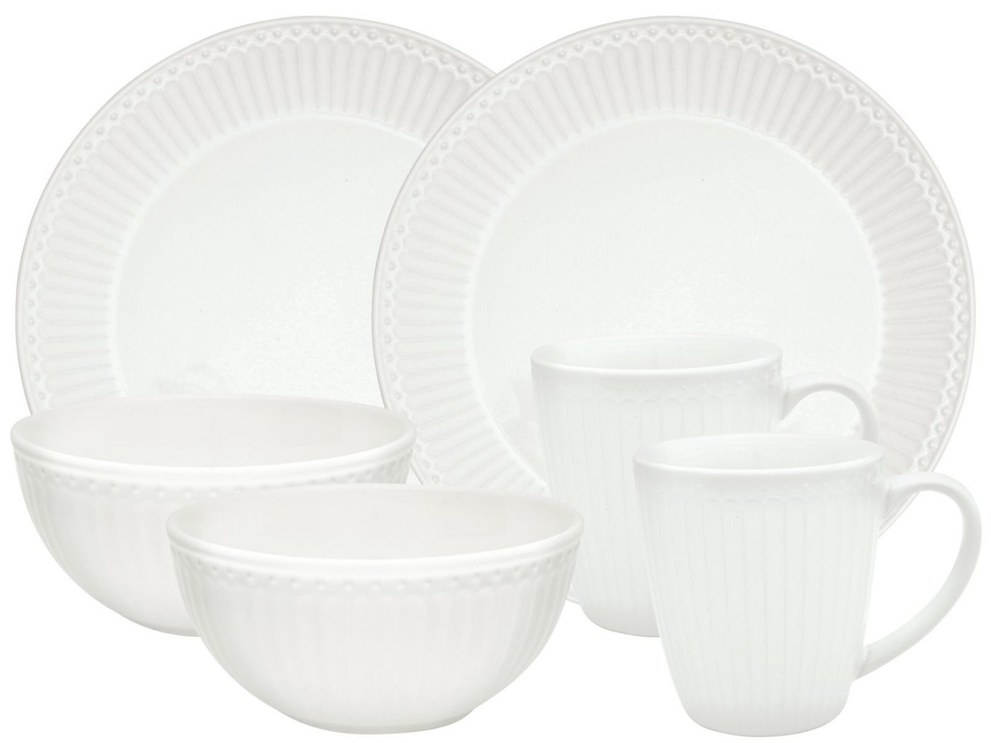 Greengate Tafelservice Alice Frühstücksset white 6tlg, Steinzeug von Greengate