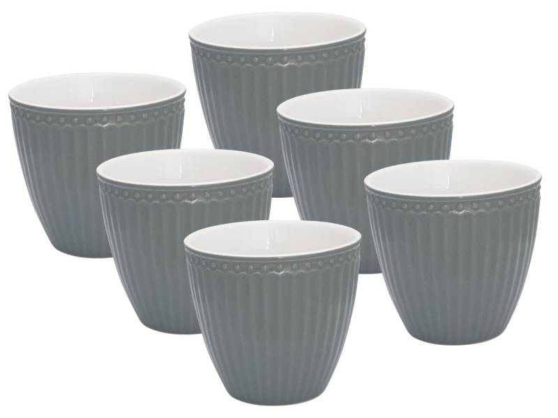 Greengate Kaffeeservice Alice Latte Cup stone grey 0,3 l Set6, Steinzeug von Greengate