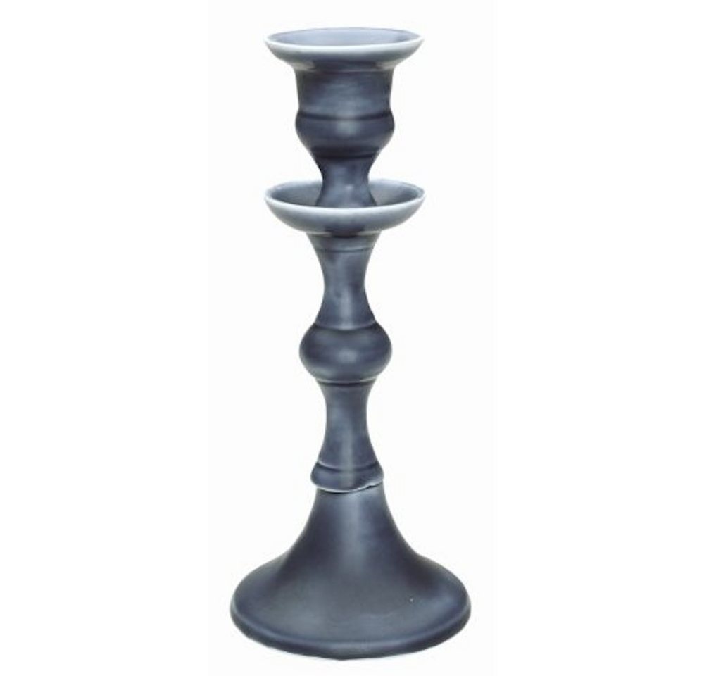 Greengate Kerzenhalter grau mittelgroß 18cm Metall Stabkerze Antik Kerzenständer Porzellan von Greengate