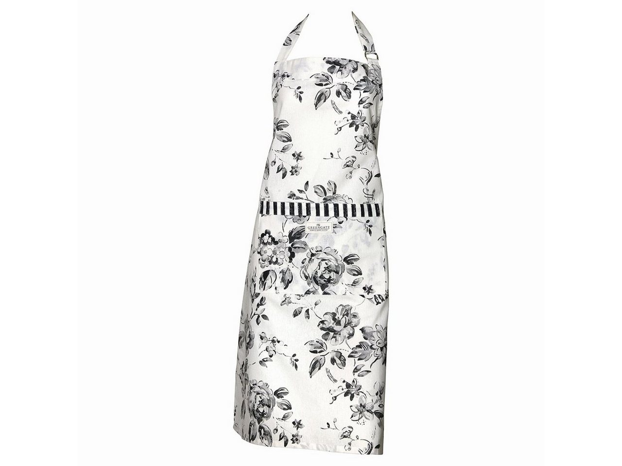 Greengate Kochschürze Amanda dark grey Blume Grillschürze Bastellschürze Schürze von Greengate