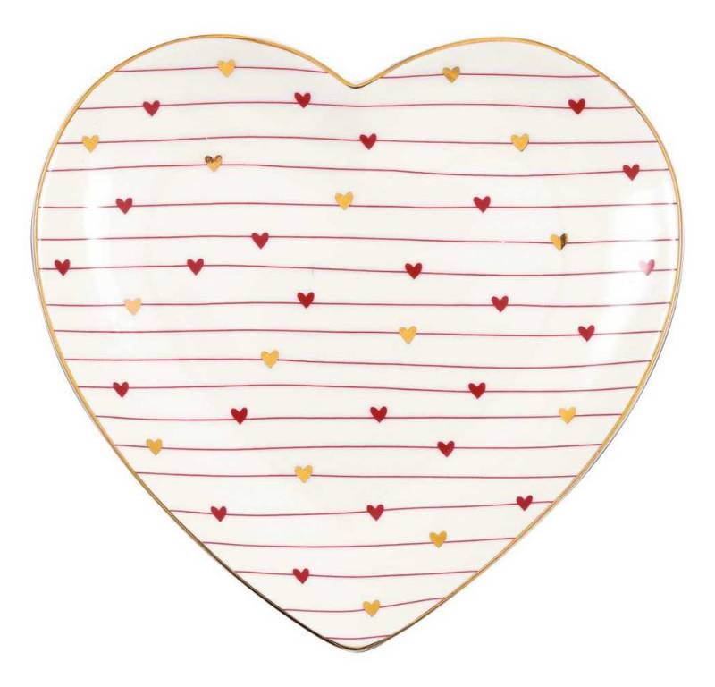 Greengate Kuchenteller Greengate Teller GRACE HEART in Herzform Weiß mit Herzen 17x16 cm von Greengate