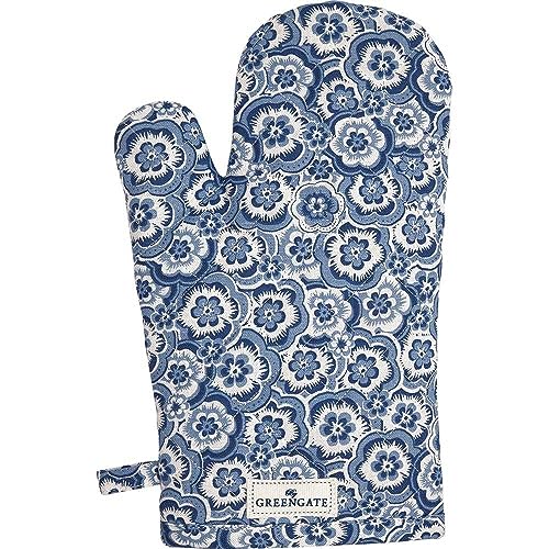 GreenGate Ofenhandschuh Selma Blau mit Blumen Baumwolle Grillhandschuh BBQ von GreenGate