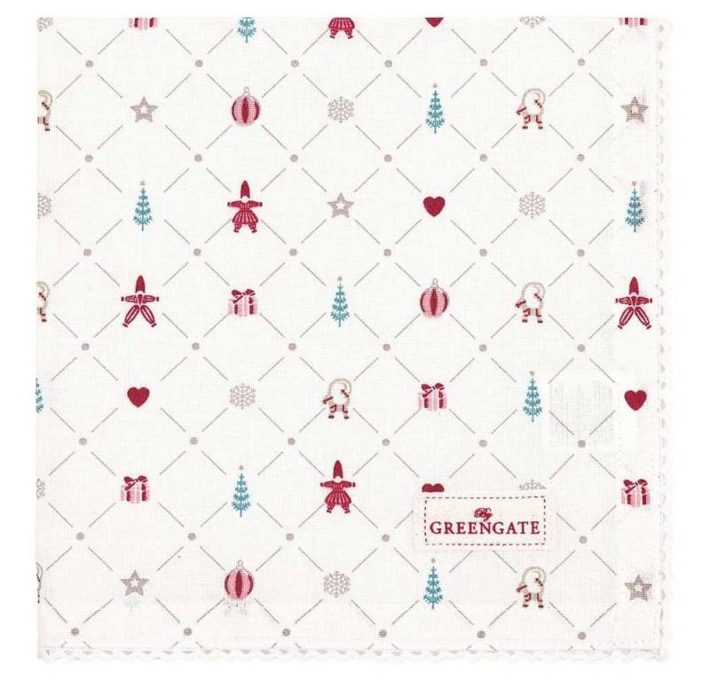 Greengate Papierserviette Greengate Stoffserviette mit Spitze CLARINA Weiß Weihnachtsmotive von Greengate