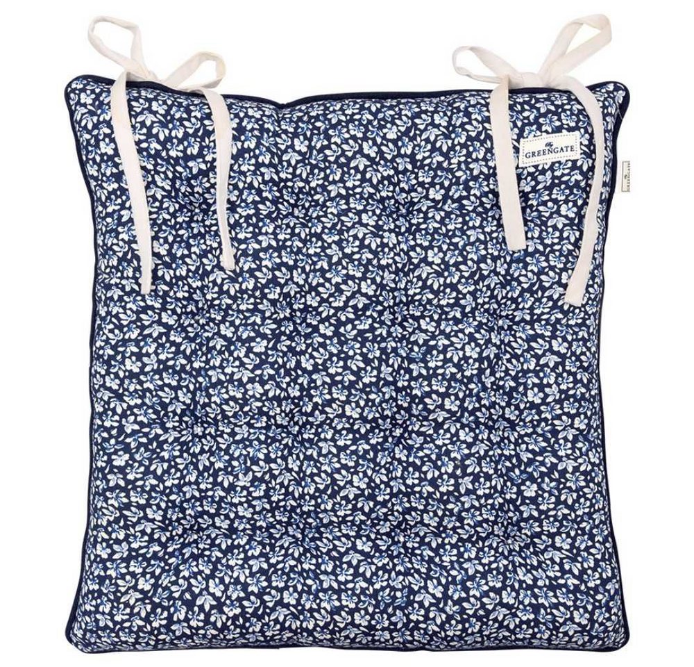 Greengate Sitzkissen Greengate Sitzkissen DAHLA Blau Weiß mit Blumen und Streifen 40x40 von Greengate