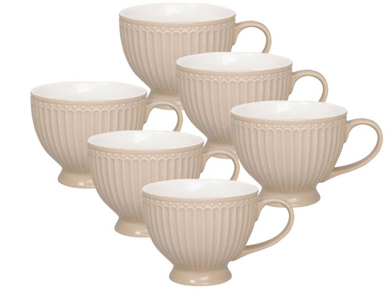 Greengate Tasse Alice Teetasse creamy fudge 0,4l Set6, Steingut von Greengate