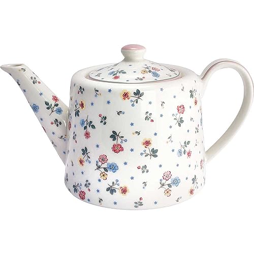 GreenGate Teekanne ADELENA Weiß Kanne Porzellan Geschirr mit Blumen 1 Liter von GreenGate