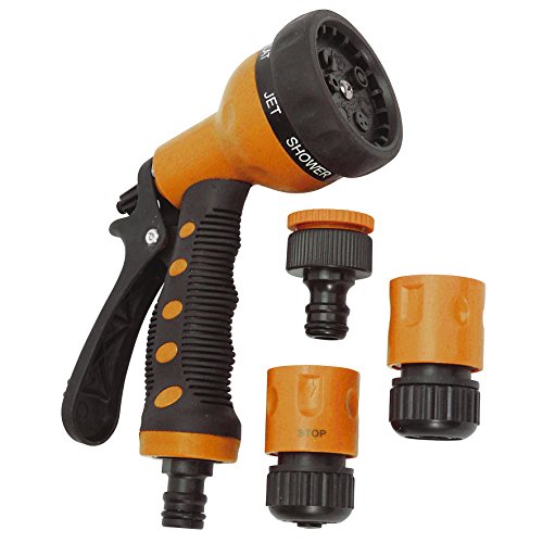Greengeers 90574 Bewässerungspistole mit Verbindungsstück, Kunststoff, 15°mm, Orange, 4er-Set von Greengeers