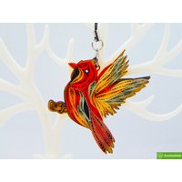 Fliegender Kardinal, Quilling Ornaments Sammlung, Heimdekoration Urlaub Dekor, Handgemachtes Ornament Für Tierliebhaber, Quilled von Greenhandshake