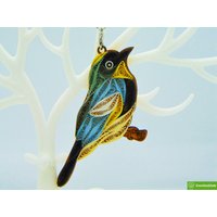 Gelb-Psephotussänger, Quilling Ornaments Kollektion, Home Dekoration Urlaub Dekor, Handgemachtes Ornament Für Tierliebhaber, Quilled von Greenhandshake