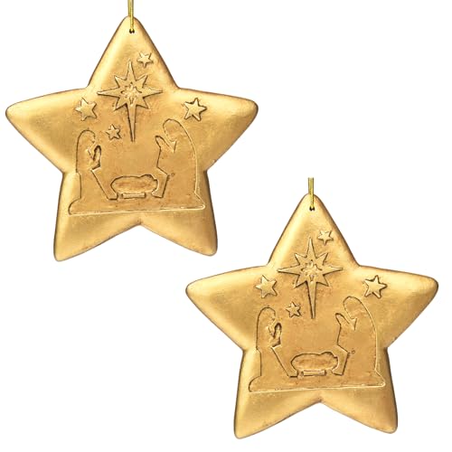 2 Pcs Weihnachten Gold Star Ornamente für Weihnachtsdekorationen, 2023 Star Ornamente für Weihnachtsbaum Dekorationen, hängende Harz Stern Weihnachtsschmuck von Greenidea Smart Lighting Speaker