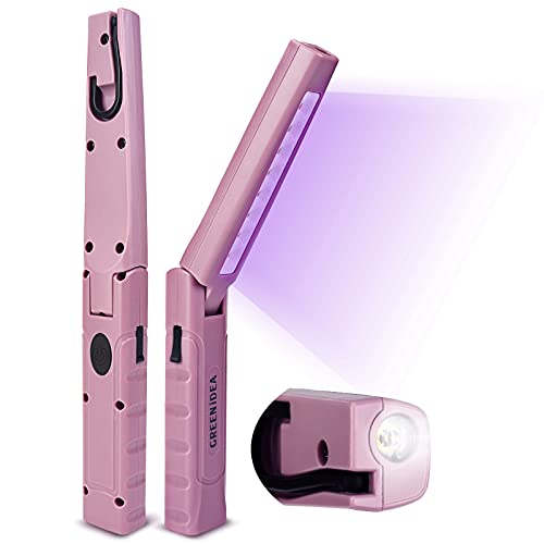 Greenidea Smart Lichting Speaker Greenidea 2 in 1 UV-LED-Taschenlampe, 180-Grad-USB-wiederaufladbare tragbare Taschenlampe, superhelle Taschenlampe, faltbares Blitzlicht mit drehbaren Haken für Campin von Greenidea Smart Lighting Speaker