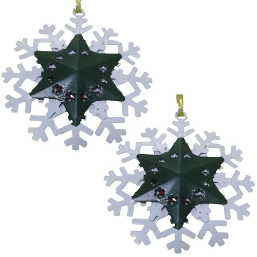 2 Pcs Weihnachten grüne Schneeflocke Ornamente für Weihnachten Dekorationen,2023 Schneeflocke Ornamente für Weihnachtsbaum Dekorationen, hängende Metall Schneeflocke Weihnachtsschmuck von Greenidea Smart Lighting Speaker